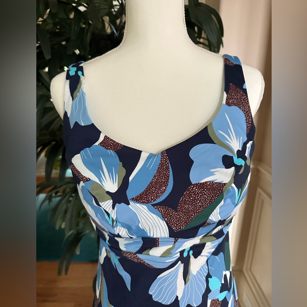 💙💙Athleta Bondi Bra Cup Hero Bloom Blue Square Neck Tankini Top Size 40 D/DD💙 - Picture 4 of 13